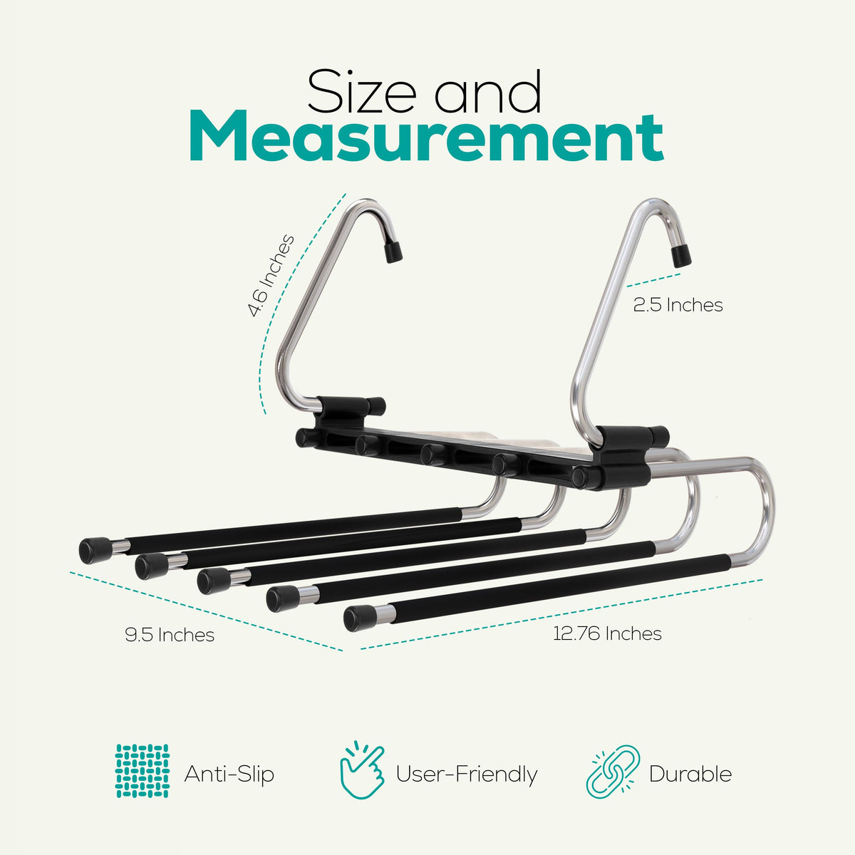Utopia Home 2 Pack Pants Hangers Space Saving - Clothes Hanger with Stainless Steel Hook & Anti-Slip Design - Closet Organizer for Jeans, Trousers, Skirts, Scarf & Slacks (Black) 🍁 All In One Marketplace Canada