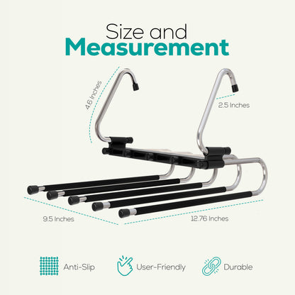 Utopia Home 2 Pack Pants Hangers Space Saving - Clothes Hanger with Stainless Steel Hook & Anti-Slip Design - Closet Organizer for Jeans, Trousers, Skirts, Scarf & Slacks (Black) 🍁 All In One Marketplace Canada