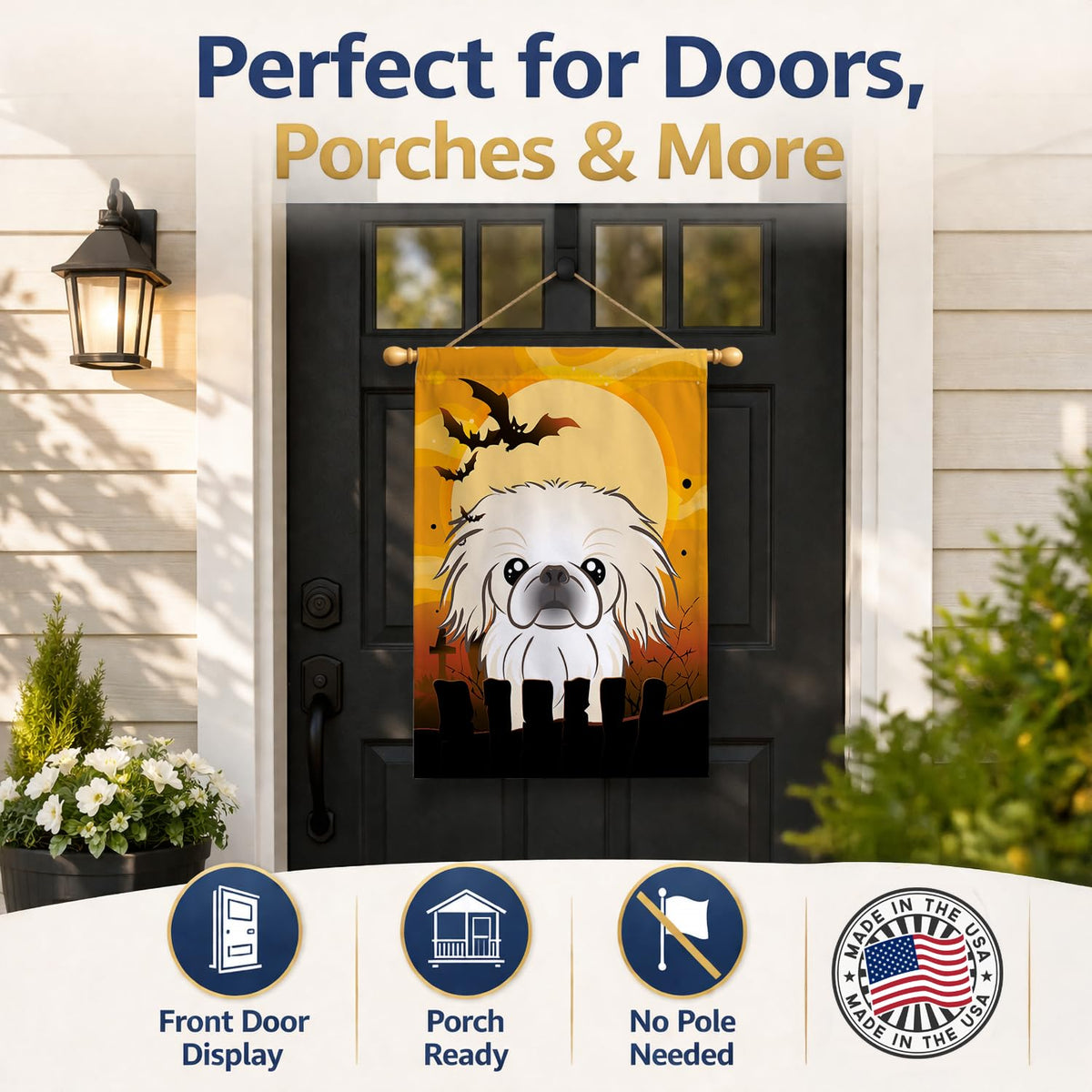 Caroline's Treasures BB1779CHF Halloween Pekingese Canvas House Size Flag, Multicolor, Large