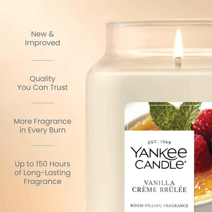 Yankee Candle Large Jar Scented Candle with up to 150 Hour Burn Time, Premium Plant Wax Blend for Cleaner Consistent Burn and Room Filling Fragrance, 22 oz, Vanilla Crème Brule 🍁 All In One Marketplace Canada