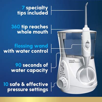 Waterpik Aquarius Water Flosser For Teeth Cleaning, Gums, Braces, Dental Care, Electric Power With 10 Settings, 7 Tips For Multiple Users & Needs, CDA Validated, White WP-660, Packaging May Vary 🍁 All In One Marketplace Canada