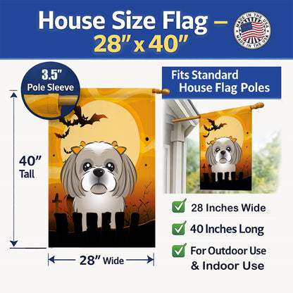 Caroline's Treasures BB1808CHF Halloween Gray Silver Shih Tzu Canvas House Size Flag, Multicolor, Large