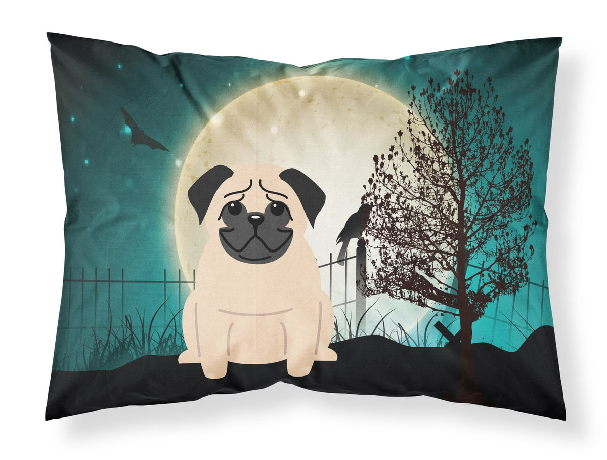 Caroline's Treasures BB2198PILLOWCASE Halloween Scary Pug Fawn Fabric Standard Pillowcase Lightweight Super Soft Easy Care Decorative Artwork Pillowcase, Standard