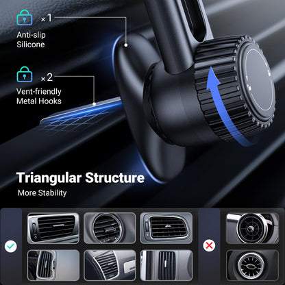 UGREEN Magsafe Phone Mount for Car, Not Blocking Air Vent, with 2 Metal Rings for All Phones Strengthen Magnetic Car Phone Holder Compatible with iPhone 17 16 15 Pro Max 14 13 12 Pro Mini MagSafe Case 🍁 All In One Marketplace Canada