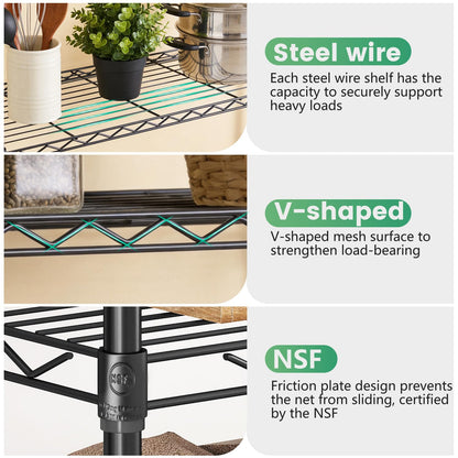 FDW Storage Shelves,Wire Shelving Unit Metal Shelves Heavy Duty Layer Rack Storage Rack Adjustable Utility (Black, 36" x 14" x 54") 🍁 All In One Marketplace Canada