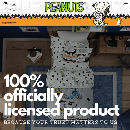 Franco Peanuts Snoopy Halloween Bedding Set, 4 Piece Super Soft Reversible Comforter and Sheet Set, Twin, (100% Officially Licensed Product) Collectibles