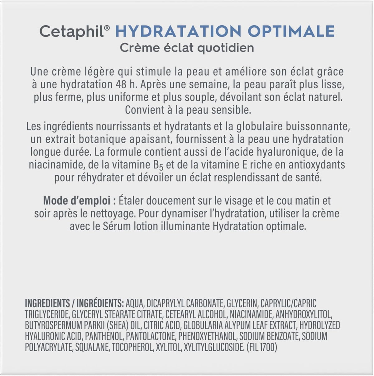 Cetaphil Optimal Hydration Daily Glow Face Cream for Women, 48Hr Hydration with Hyaluronic Acid & Niacinamide, Face Moisturizer for Sensitive Dehydrated Skin, Dermatologist Recommended, 48g 🍁 All In One Marketplace Canada