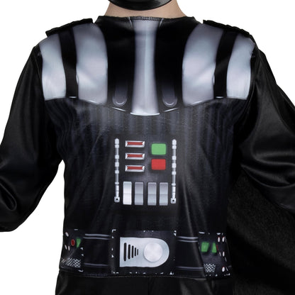 Star Wars Darth Vader Official Youth Halloween Costume - Printed Jumpsuit with Cape and Plastic Mask (M) Black