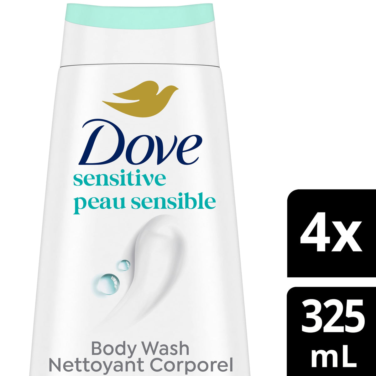 Dove Sensitive Skin Body Wash For 24hr Lotion-Soft Skin, Hypoallergenic with No Sulfates No Parabens, 325mL (Pack of 4) 🍁 All In One Marketplace Canada