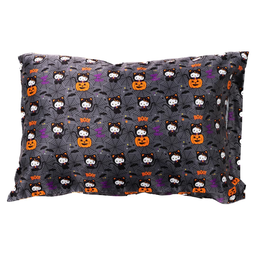 Sanrio Hello Kitty Skeleton Halloween Beauty Silky Satin Standard Reversible Pillowcase Cover 20x30 for Hair and Skin, (Officially Licensed Product) by Franco Collectibles