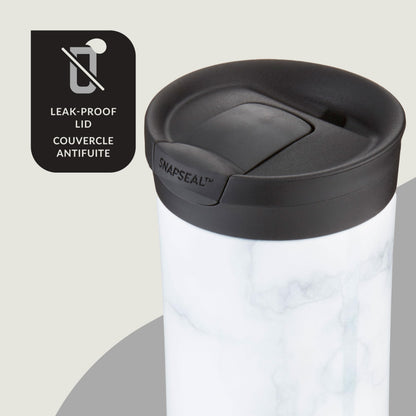 Contigo Huron 2.0 Couture Stainless Steel Travel Tumbler, Vacuum-Insulated Metal Tumbler for Coffee and Tea with Leak-Proof Lid, White Marble, 20 oz (591 mL) 🍁 All In One Marketplace Canada