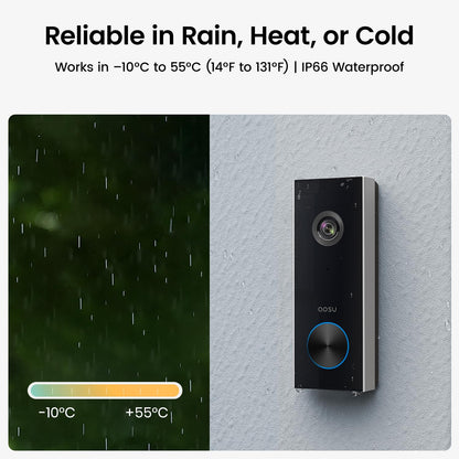 AOSU Doorbell Camera Wireless Outdoor, Battery-Powered Video Doorbell with Chime, 2K Resolution, Save Locally or to The Cloud, 2.4GHz WiFi, 180-Day Battery Life, Work with Alexa & Google Assistant 🍁 All In One Marketplace Canada