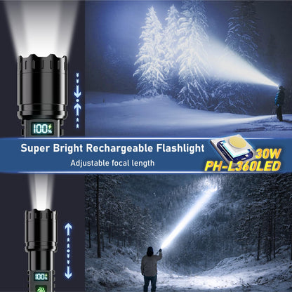 Rechargeable Flashlight 2 Pack, 990000 High Lumens LED Flash Light, Brightest Zoomable Lampe with LCD Digital Display, 5Modes Super Bright Flashlights, Powerful Tactical Flashlight for Outdoor, Gift 🍁 All In One Marketplace Canada