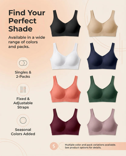 SHAPERMINT Wireless Bras for Women - Full Support Seamless Bralette, Compression Sports Bra, Plus Size Minimizer Bras, Padded Wirefree Bra for Women White 🍁 All In One Marketplace Canada