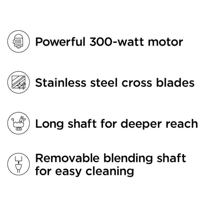Chefman Immersion Blender, 300W Hand Blender with Stainless Steel Blades, Powerful Electric Ice Crushing 2-speed Control Handheld Food Mixer, Purées, Smoothies, Shakes, Sauces & Soups, Red 🍁 All In One Marketplace Canada