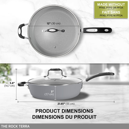 Starfrit The Rock Terra 30cm Ceramic Deep Fry Pan with Lid, PFAS Free 🍁 All In One Marketplace Canada