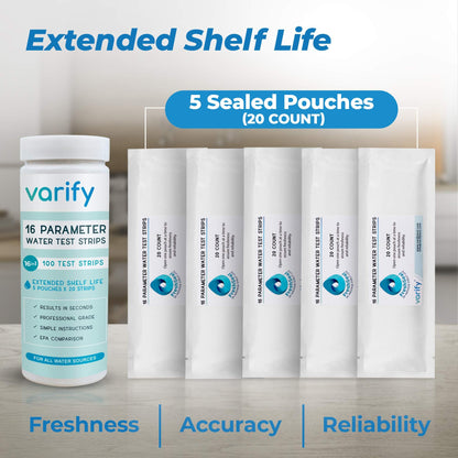 17 in 1 Premium Drinking Water Test Kit - 100 Strips + 2 Bacteria Tests - Home Water Quality Test - Well and Tap Water - Easy Testing for Lead, Bacteria, Hardness, Fluoride, pH, Iron, Copper and more! 🍁 All In One Marketplace Canada