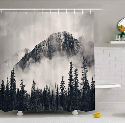 Mantto Canadian Smoky Mountain Cliff Outdoor Idyllic Photo Art Shower Curtain, National Parks Home Decor Curtain, Waterproof Polyester Fabric Bathroom Shower Curtain with Hooks 72" x 72" 🍁 All In One Marketplace Canada