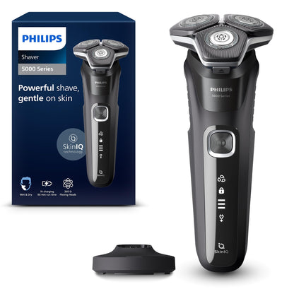 Philips Shaver Series 5000, Wet & Dry Electric Shaver, with SkinIQ Technology, Pop-up Trimmer, Charging Stand, Deep Black, Model S5898/25 🍁 All In One Marketplace Canada