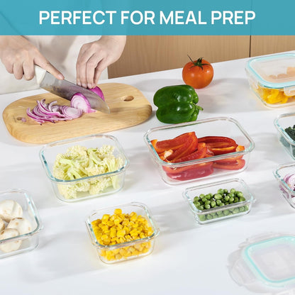 Vtopmart 8 Pack Glass Container Food Storage, Meal Prep Containers, Airtight Lunch Boxes with Leak Proof Locking Lids, for Microwave, Oven, Freezer and Dishwasher, Green 🍁 All In One Marketplace Canada