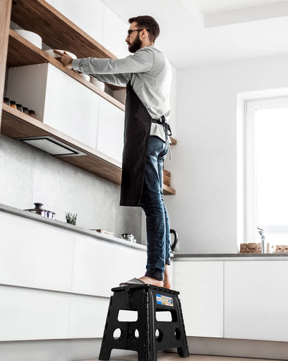 Acko Folding Step Stool 13 inch Heavy Duty Plastic Foldable Step Stool for Adults and Kids, Premium Black Step Stool Toddler, Small Collapsible Fold Up Stepping Stool Kitchen Bathroom Step Stool 🍁 All In One Marketplace Canada