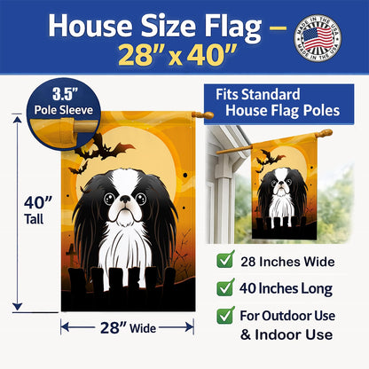 Caroline's Treasures BB1788CHF Halloween Japanese Chin Canvas House Size Flag, Multicolor, Large