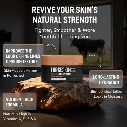 FORGE SKIN® Wrinkle Defense Beef Tallow Balm for Men [TALLOW-BASED] Moisturizer for Face Hydration - Hydrating Anti Aging Skin Cream - Natural Facial Skincare Lotion with Essential Oils (1.7 OZ) 🍁 All In One Marketplace Canada