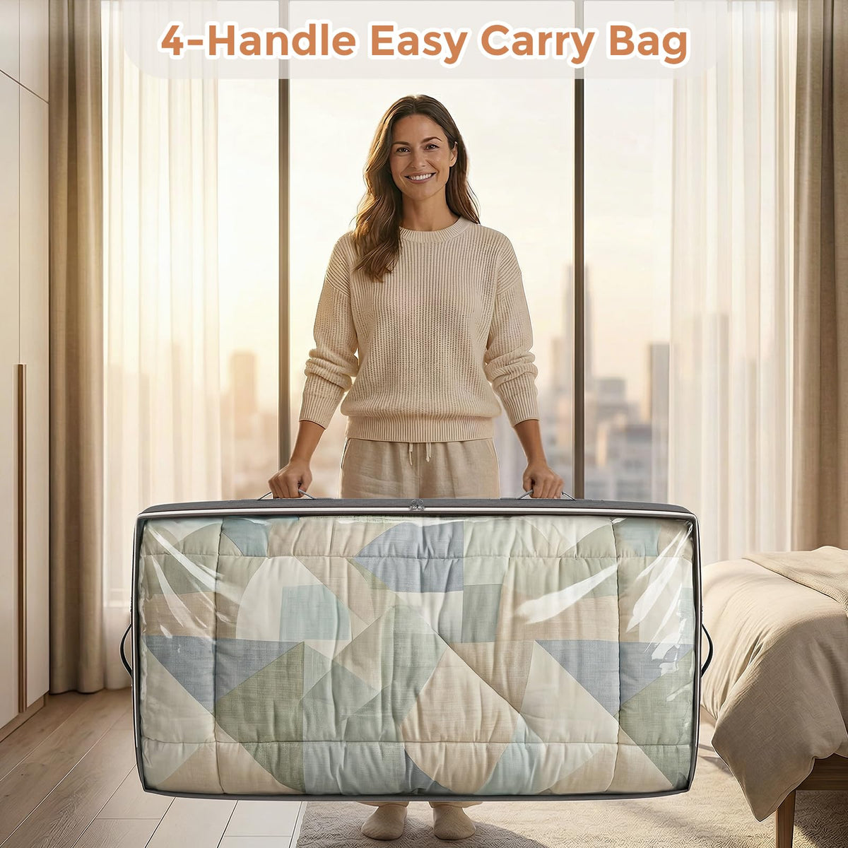 Budding Joy 90L Under Bed Storage Containers, Closet Organizers and Storage Bins, Foldable Underbed Storage Bags for Blankets, Towels, Comforter, Sweaters, Pillows, Linen Sheets, Wrapping Paper 🍁 All In One Marketplace Canada