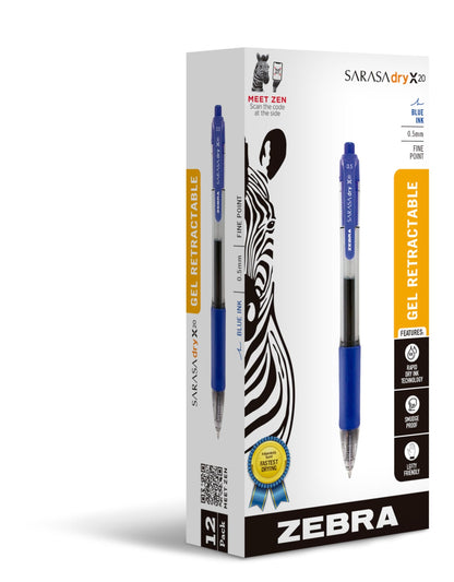 Zebra Pen SARASA X20 Retractable Gel Pen, Blue Ink, 0.5mm, 12-Pack 🍁 All In One Marketplace Canada