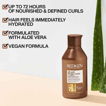 Redken All Soft Mega Curls Conditioner, For Extremely Dry Hair, For Curly & Coily Hair, Nourishes & Softens Severely Dry Hair, With Aloe Vera, 300 ML 🍁 All In One Marketplace Canada