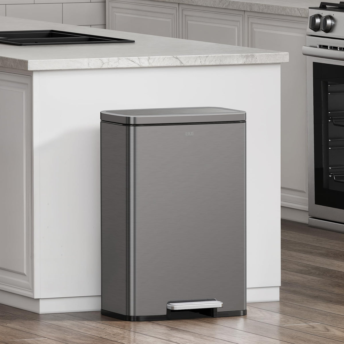 EKO Madison Gunmetal Steel 50 Liter/13.2 Gallon Step Trash Can with Inner Liner - Fingerprint Resistant Finish 🍁 All In One Marketplace Canada