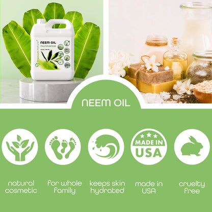 Neem Oil Multipurpose, 100% Natural Neem Oil, Cold-Pressed Unrefined, 946 ml 🍁 All In One Marketplace Canada