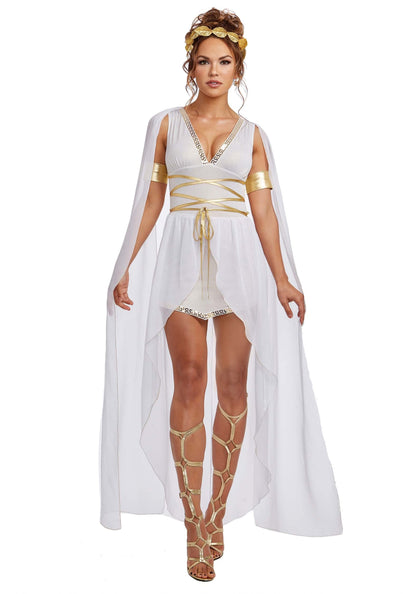 Dreamgirl Adult Womens Venus Greek Goddess Costume, Halloween Costume, White/Gold, Multicolor, Medium
