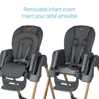 Maxi-Cosi Minla 6-in-1 High Chair, convertible, from birth, detachable kitchen booster seat, compact fold, easy to clean, Classic Graphite 🍁 All In One Marketplace Canada