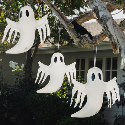 FUNBOY Hanging Ghost Halloween Decorations, Outdoor Décor, 3 Pack