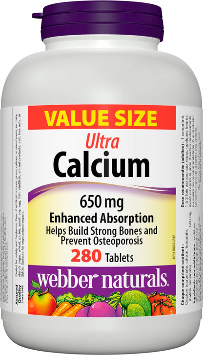 Webber Naturals Calcium Ultra, Enhanced Absorption, 280 Tablets, Helps Build Strong Bones, Vegan 🍁 All In One Marketplace Canada