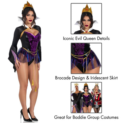 Leg Avenue Womens 4 Pc Poison Apple Queen Halloween Costume for Women, Black/Purple, Small
