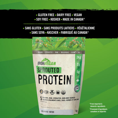 Sprouted Protein, Unflavoured, 1kg | Vegan, plant-based, organic, gluten-free, Beige 🍁 All In One Marketplace Canada
