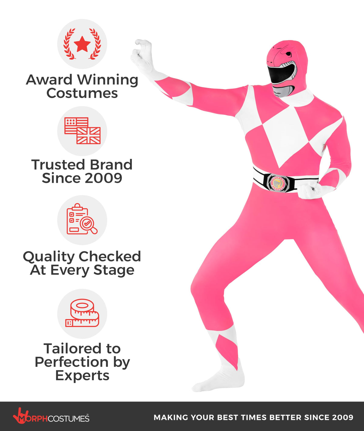 Morphsuits Men's Power Rangers Morphsuit, Pink, X-Large