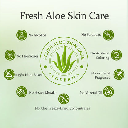 Aloderma 99% Organic Aloe Vera Gel for Skin Made within 12 Hours of Harvest, Non-Sticky Aloe Vera Gel for Sunburn Relief, Natural, Soothing Hydrating Aloe Vera for Face & Hair, Lightweight Gel, 10.6oz 🍁 All In One Marketplace Canada