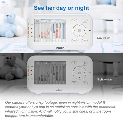 VTech VM3252-2 Digital Video Baby Monitor with 2.8" LCD 2 Cameras and Automatic Night Vision, 1 Count, White 🍁 All In One Marketplace Canada
