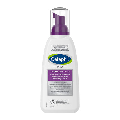 Cetaphil PRO DermaControl Oil Control Foam Wash with Zinc Complex, Facial Cleanser for Oily Acne-Prone Sensitive Skin, Matte Finish, Dermatologist Recommended, 236ml 🍁 All In One Marketplace Canada