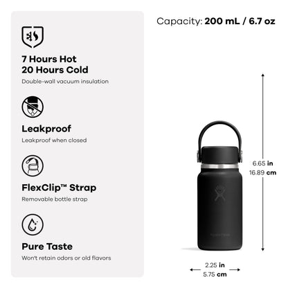 Hydro Flask Micro Bottle - Insulated Mini Leak Proof Flask for Purse or Pocket in 6.7 Oz Tonal White 🍁 All In One Marketplace Canada