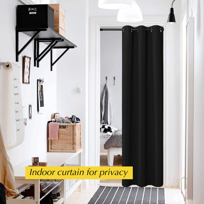 NICETOWN Black Doorway Curtains 84 Inch Length, Thermal Insulated Grommet Closet Door Curtain Room Divider Temporary Halloween Window Treatment for Bedroom, 1 Panel, 42 Inch Wide