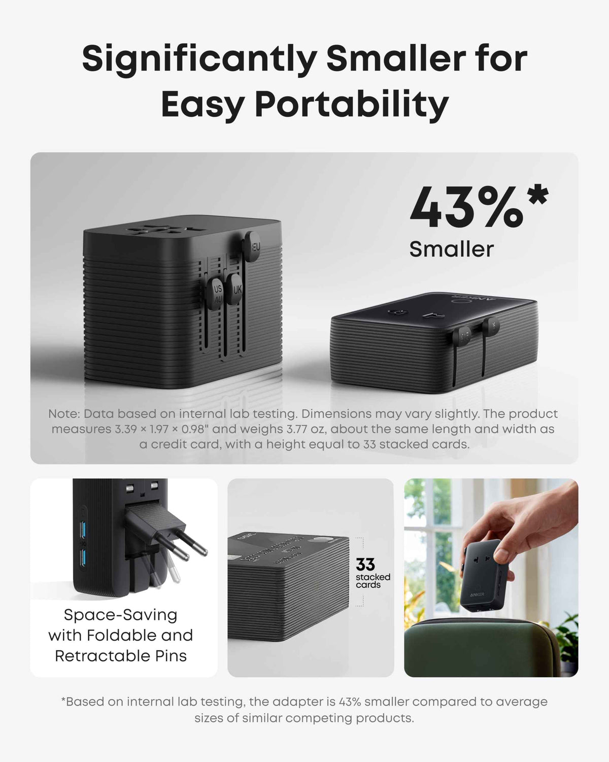 Anker Nano European Travel Plug Adapter, 5-Port Fordable Travel Adapter with 1AC 2USB-A 2USB-C Ports,Temperature Control, Essentials for Over 200 Countries, Ideal for Travel (1-Pack) (Black) 🍁 All In One Marketplace Canada