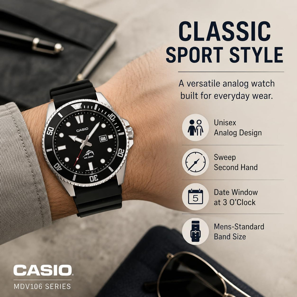 Casio Men’s MDV106-1AV 200M Duro Analog Watch, Black 🍁 All In One Marketplace Canada