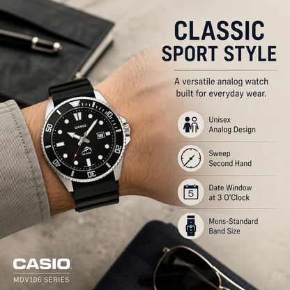 Casio Men’s MDV106-1AV 200M Duro Analog Watch, Black 🍁 All In One Marketplace Canada