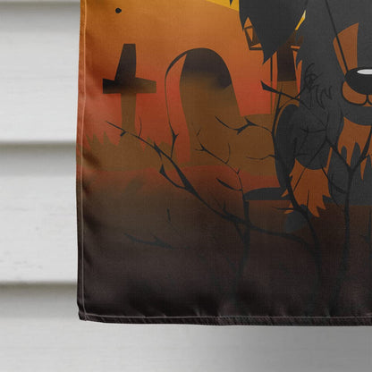 Caroline's Treasures BB4393CHF Halloween Wire Haired Dachshund Black Tan Flag Canvas House Size, Large, Multicolor