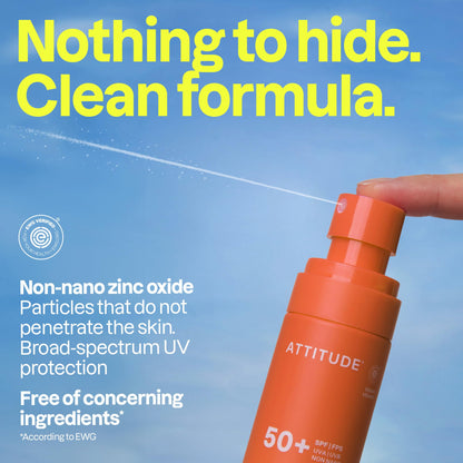 ATTITUDE Mineral Sunscreen Lightweight Lotion SPF 50, Broad Spectrum Zinc Oxide, EWG Verified, Non-Nano, Water-Resistant 80 Minutes, Non-Greasy for Face & Body, Vegan, Tropical Coco Scent, 80 grams 🍁 All In One Marketplace Canada
