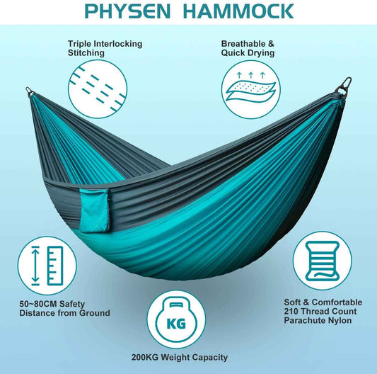 Camping Hammock Portable Nylon Hammocks with Tree Straps Single Lightweigtht Hammock Swing for Outdoors, Backpacking, Camping, Travel, Beach, Garden, Breathable & Quick Drying Parachute 🍁 All In One Marketplace Canada